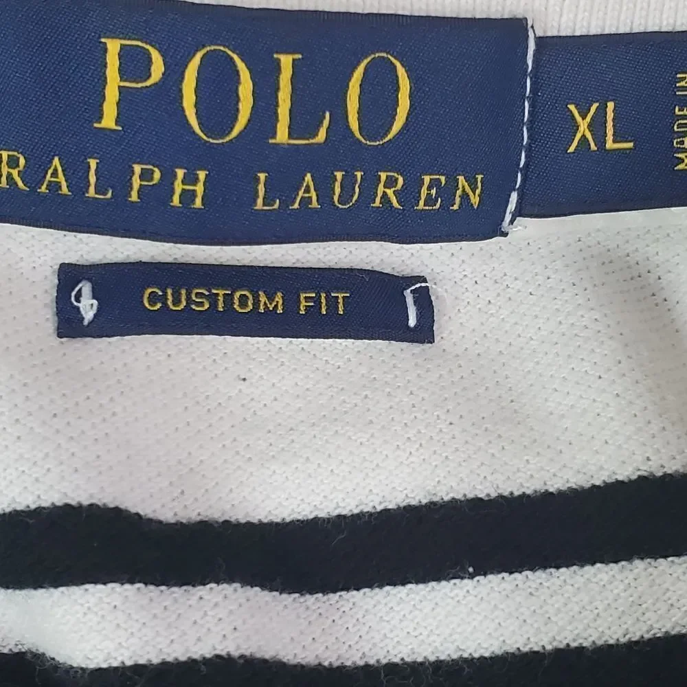 Polo Ralph Lauren Black & White Striped Polo Shirt